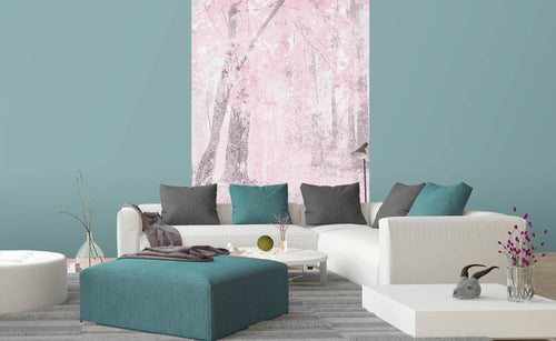 Dimex Pink Forest Abstract Wall Mural 150x250cm 2 Panels Ambiance | Yourdecoration.co.uk