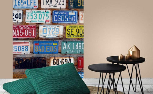 Dimex Plate Numbers Wall Mural 225x250cm 3 Panels Ambiance | Yourdecoration.co.uk