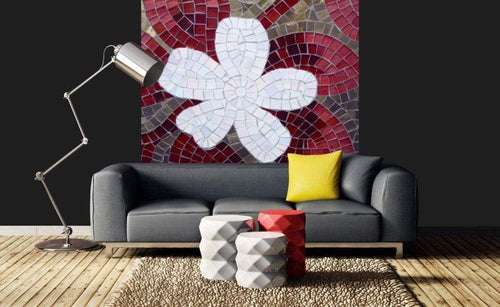 Dimex Red Mosaic Wall Mural 225x250cm 3 Panels Ambiance | Yourdecoration.co.uk