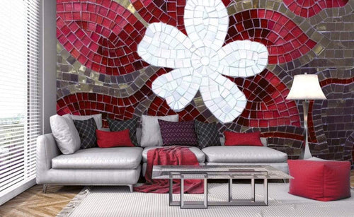 Dimex Red Mosaic Wall Mural 375x250cm 5 Panels Ambiance | Yourdecoration.co.uk