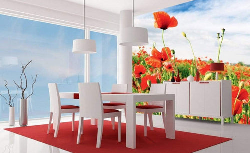 Dimex Red Poppies Wall Mural 225x250cm 3 Panels Ambiance | Yourdecoration.co.uk