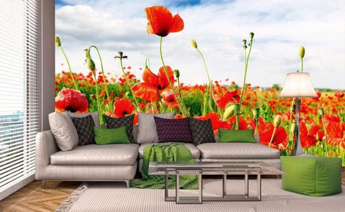 Dimex Red Poppies Wall Mural 375x250cm 5 Panels Ambiance | Yourdecoration.co.uk