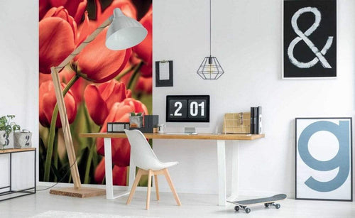Dimex Red Tulips Wall Mural 150x250cm 2 Panels Ambiance | Yourdecoration.co.uk