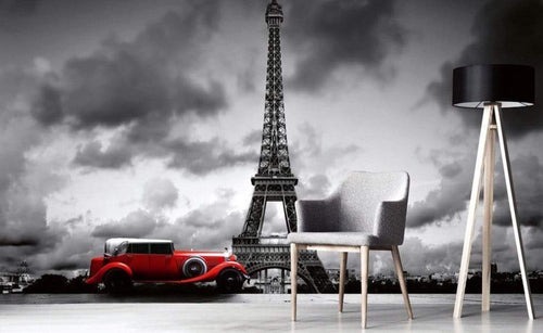 Dimex Retro Car in Paris Wall Mural 375x250cm 5 Panels Ambiance | Yourdecoration.co.uk