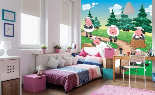 Dimex Sheep Wall Mural 225x250cm 3 Panels Ambiance | Yourdecoration.co.uk