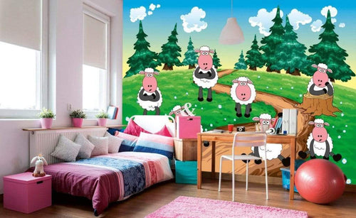 Dimex Sheep Wall Mural 375x250cm 5 Panels Ambiance | Yourdecoration.co.uk