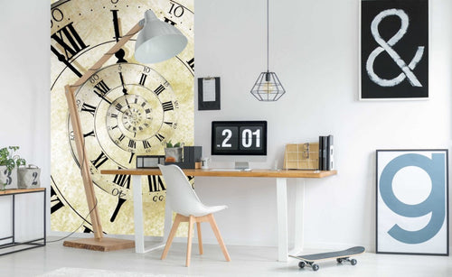 Dimex Spiral Clock Wall Mural 150x250cm 2 Panels Ambiance | Yourdecoration.co.uk