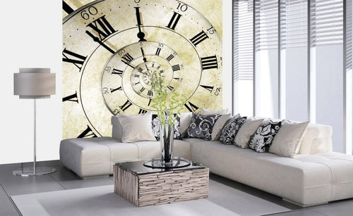 Dimex Spiral Clock Wall Mural 225x250cm 3 Panels Ambiance | Yourdecoration.co.uk
