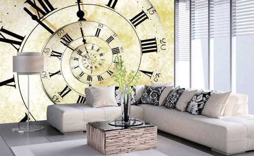 Dimex Spiral Clock Wall Mural 375x250cm 5 Panels Ambiance | Yourdecoration.co.uk