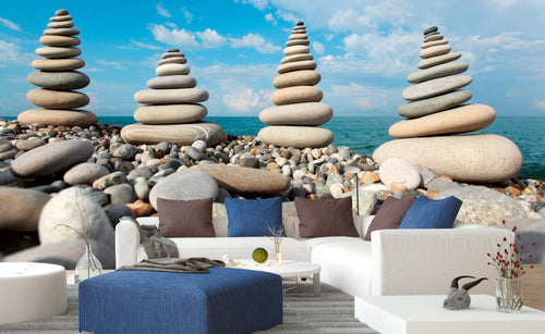 Dimex Stack of Stones Wall Mural 375x250cm 5 Panels Ambiance | Yourdecoration.co.uk