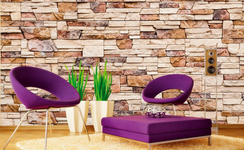 Dimex Stone Wall Wall Mural 375x250cm 5 Panels Ambiance | Yourdecoration.co.uk