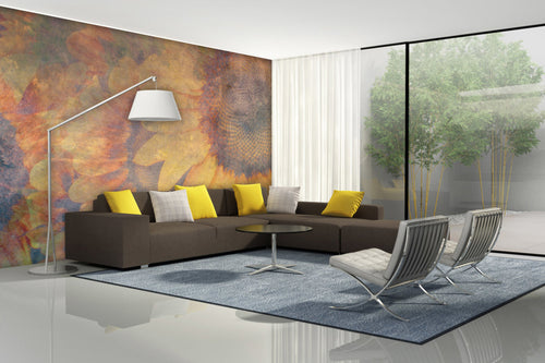 Dimex Sunflower Abstract Wall Mural 375x250cm 5 Panels Ambiance | Yourdecoration.co.uk
