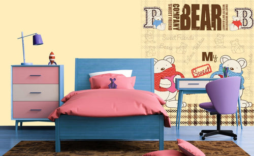 Dimex Teddy Bear Wall Mural 225x250cm 3 Panels Ambiance | Yourdecoration.co.uk