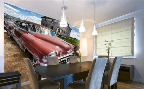 Dimex Veteran Car Wall Mural 225x250cm 3 Panels Ambiance | Yourdecoration.co.uk