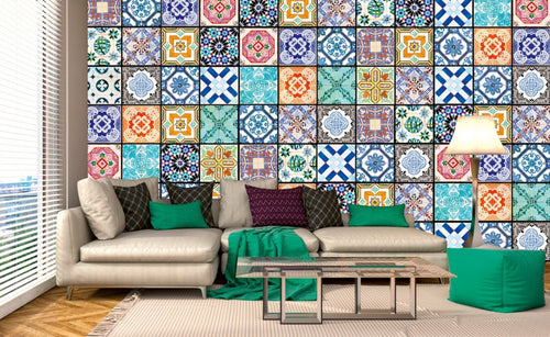 Dimex Vintage Tiles Wall Mural 375x250cm 5 Panels Ambiance | Yourdecoration.co.uk