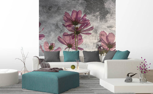 Dimex Violet Flower Abstract Wall Mural 225x250cm 3 Panels Ambiance | Yourdecoration.co.uk