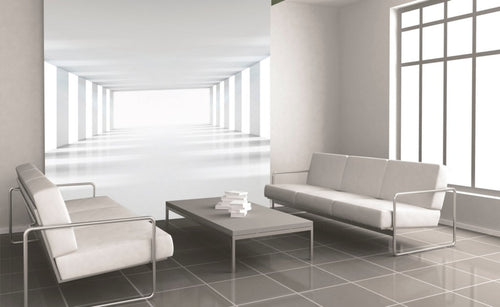 Dimex White Corridor Wall Mural 225x250cm 3 Panels Ambiance | Yourdecoration.co.uk