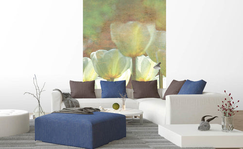 Dimex White Tulips Abstract Wall Mural 150x250cm 2 Panels Ambiance | Yourdecoration.co.uk