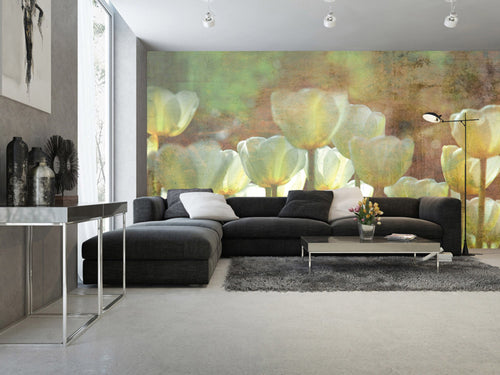 Dimex White Tulips Abstract Wall Mural 375x250cm 5 Panels Ambiance | Yourdecoration.co.uk