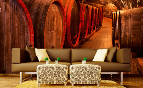 Dimex Wine Barrel Wall Mural 375x250cm 5 Panels Ambiance | Yourdecoration.co.uk