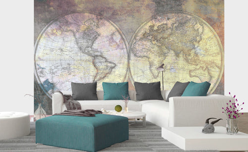 Dimex Wold Map Abstract I Wall Mural 375x250cm 5 Panels Ambiance | Yourdecoration.co.uk
