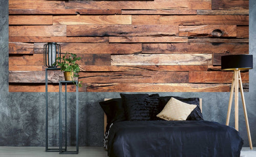 Dimex Wooden Wall Wall Mural 375x150cm 5 Panels Ambiance | Yourdecoration.co.uk