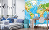 Dimex World Map Wall Mural 225x250cm 3 Panels Ambiance | Yourdecoration.co.uk