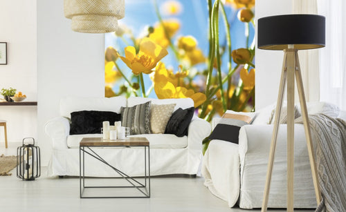 Dimex Yellow Flower Wall Mural 225x250cm 3 Panels Ambiance | Yourdecoration.co.uk
