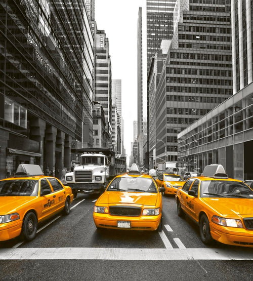 Dimex Yellow Taxi Wall Mural 225x250cm 3 Panels | Yourdecoration.co.uk