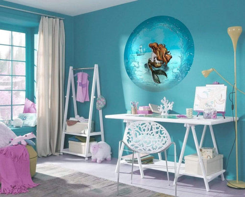 Komar Ariel Dreaming Self Adhesive Wall Mural 125x125cm Round Ambiance | Yourdecoration.co.uk