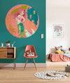 Komar Ariel Happy Coral Self Adhesive Wall Mural 125x125cm Round Ambiance | Yourdecoration.co.uk