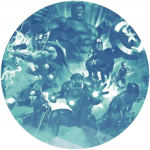 Komar Avengers Blue Power Self Adhesive Wall Mural 128x128cm Round | Yourdecoration.co.uk