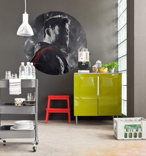 Komar Avengers Painting Thor Self Adhesive Wall Mural 125x125cm Round Ambiance | Yourdecoration.co.uk