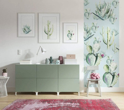 Komar Cactus Blue Non Woven Wall Mural 100x250cm 1 baan Ambiance | Yourdecoration.co.uk