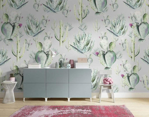 Komar Cactus Grey Non Woven Wall Mural 400x250cm 4 Panels Ambiance | Yourdecoration.co.uk