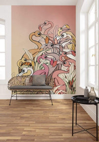 Komar Flamingos and Lillys Non Woven Wall Mural 200x280cm 4 Panels | Yourdecoration.co.uk