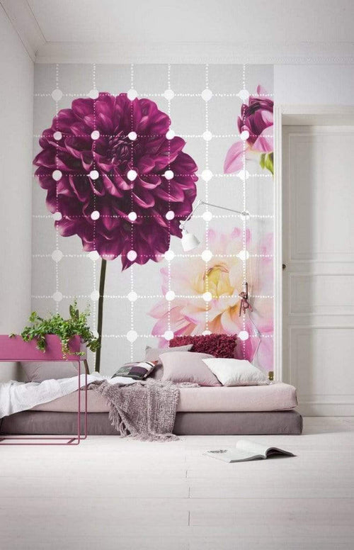 Komar Flowers and Dots Non Woven Wall Mural 200x250cm 2 Panels Ambiance | Yourdecoration.co.uk