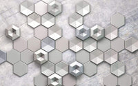 Komar Hexagon Concrete Non Woven Wall Mural 400x250cm 4 Panels | Yourdecoration.co.uk