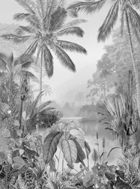 Komar Lac Tropical Black And White Non Woven Wall Mural 200x270cm 2 Panels | Yourdecoration.co.uk