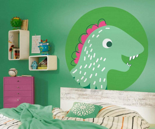 Komar Little Dino Tyranno Self Adhesive Wall Mural 125x125cm Round Ambiance | Yourdecoration.co.uk