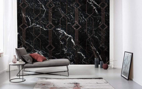 Komar Marble Black Non Woven Wall Mural 400x250cm 4 Panels Ambiance | Yourdecoration.co.uk