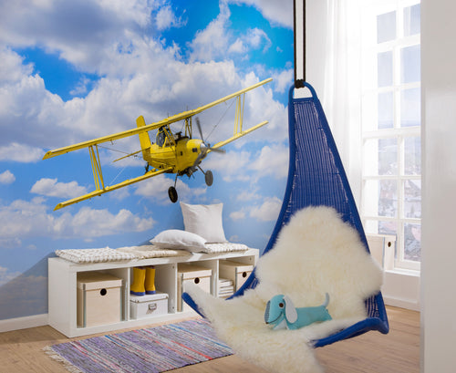 Komar Biplane Non Woven Wall Mural 400x250cm 8 Panels Ambiance | Yourdecoration.co.uk