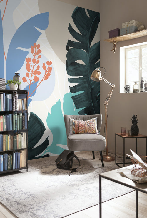 Komar Non Woven Wall Mural Inx6 085 Tropical Shapes Interieur | Yourdecoration.co.uk