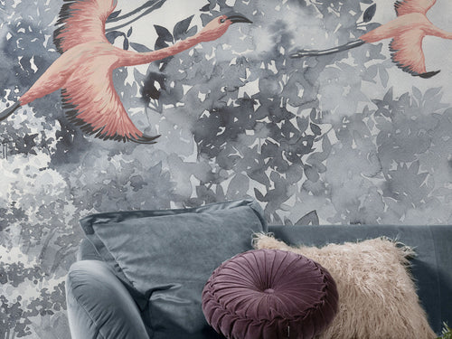 Komar Non Woven Wall Mural Inx8 053 Flamingos In The Sky Detail | Yourdecoration.co.uk