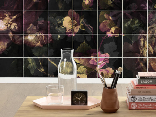 Komar Non Woven Wall Mural Inx8 080 Tiles Flowers Details | Yourdecoration.co.uk