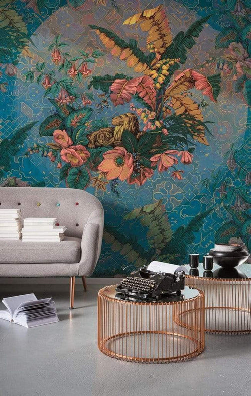 Komar Orient Bleu Non Woven Wall Mural 200x270cm 4 Panels Ambiance | Yourdecoration.co.uk
