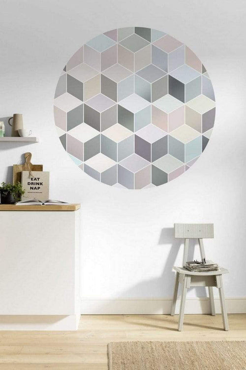 Komar Pastel Deluxe Wall Mural 125x125cm Round Ambiance | Yourdecoration.co.uk