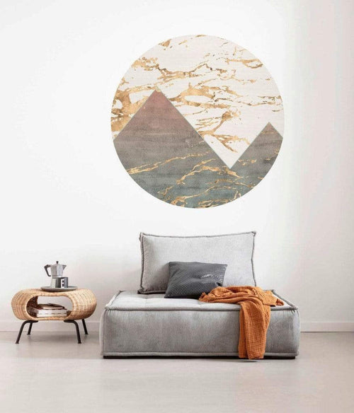 Komar Precious Peaks Wall Mural 125x125cm Round Ambiance | Yourdecoration.co.uk