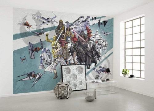 Komar Star Wars Cartoon Collage Wide Non Woven Wall Mural 400x280cm 8 Panels Ambiance | Yourdecoration.co.uk