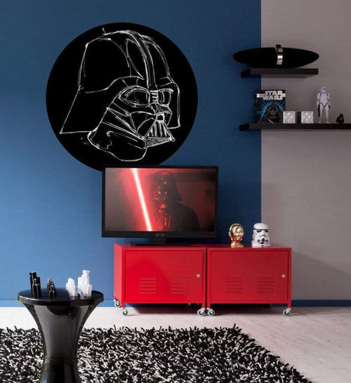 Komar Star Wars Ink Vader Self Adhesive Wall Mural 125x125cm Round Ambiance | Yourdecoration.co.uk